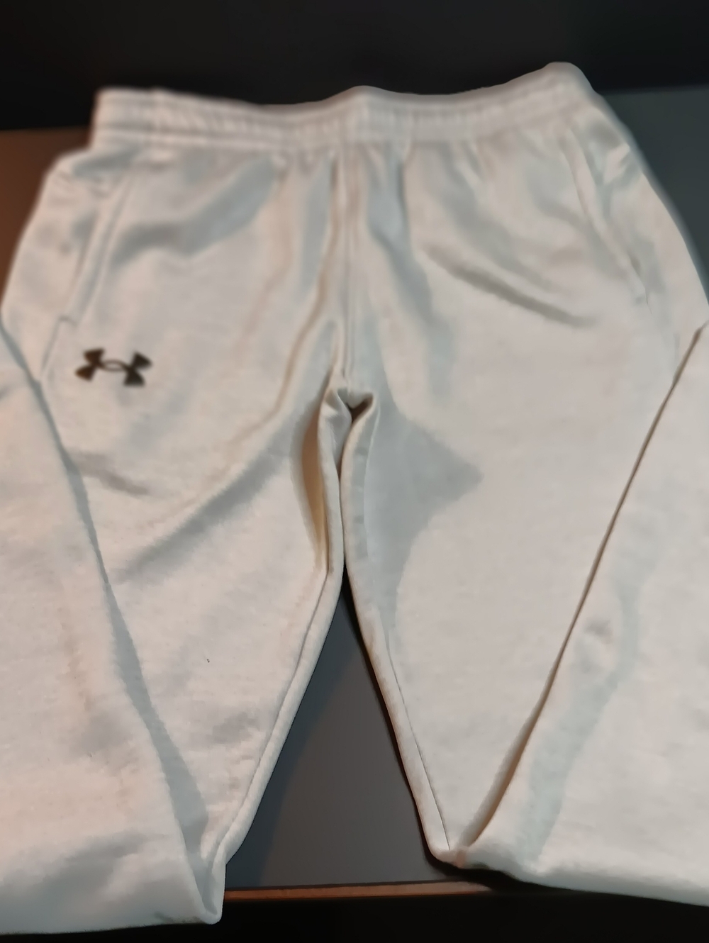 Under Armour Youth Large Loose Fit Light Gray Fleece Joggers with Black Logo